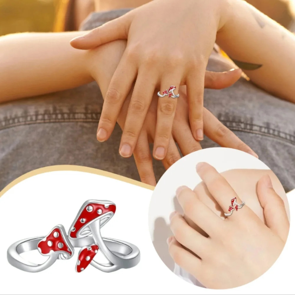 Handcrafted Adjustable Mushroom Ring - Picture 6 of 6